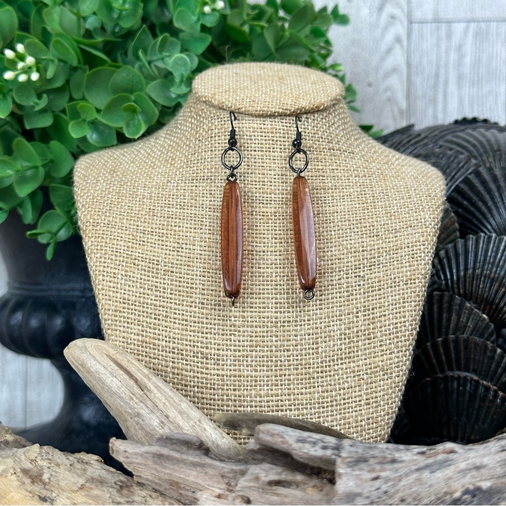 UP SCALE TIME - Brown & Black Dangle Earrings